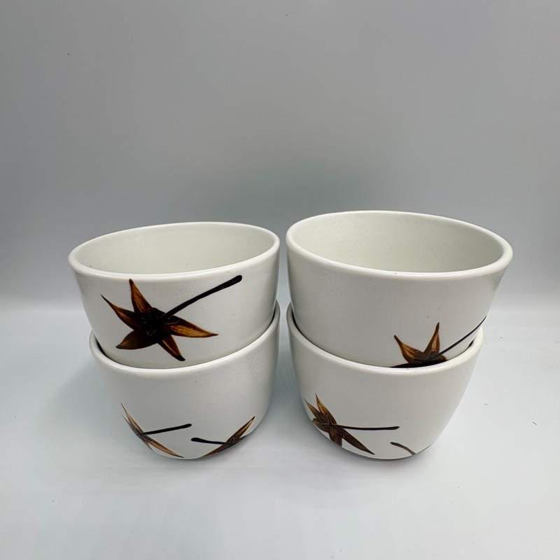 Japanese Ceramic Sake / Matcha Cups Floral Set of 4 - New with labels
