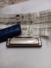 M. Hohner Blues Harp Harmonica "G" Made in Germany Silver Color