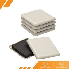 8pcs - Furniture Sliders 3.5" Plastic Reusable Square Sliding Pads Grey