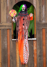 Halloween 53 1/4" Animated  Light-Up Clown Hanging Prop Haunted House