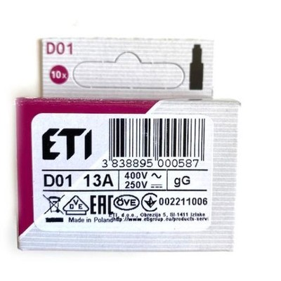 10 x Schmelzsicherungen 13A Neozed E14 Sicherungseinsatz D01