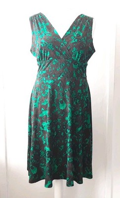 Ronni Nicole Kleid jadegrün Muster Stretch 50er Style Swing schlanker 16