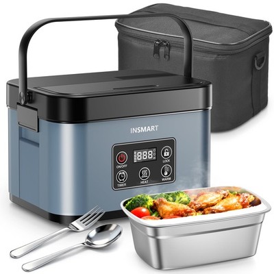INSMART Heated Lunch Box, 6.3-Cup Cordless Electric Food Warmer with 4D Surround
