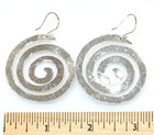 Spiral Sterling Silver Hammered Earrings. Swirl Style. Fishhook Wire. 1.5" — photo 2