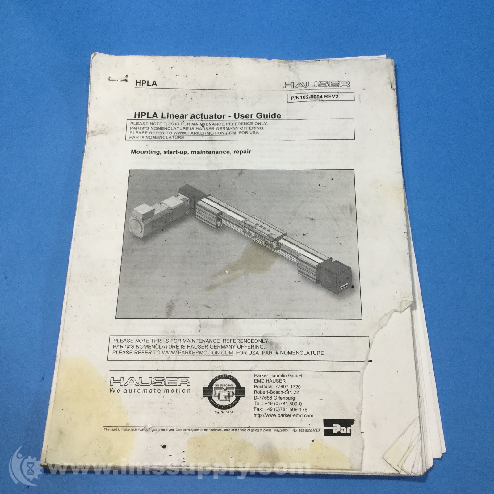 Parker 102-0004 REV2 USER GUIDE USIP