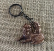 Vintage Dog Key Chain Mom And Puppy