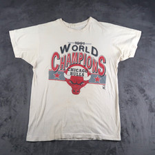 Vintage 90s Chicago Bulls 1991 NBA World Champions T Shirt XL XLarge Ivory