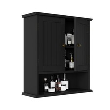 Smuxee Black Wall Cabinet Small 2-Door Medicine Cabinet Adjustable Shelves Over