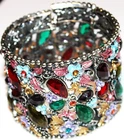Fabulous flawless chunky colorful crystal floral cuff bracelet Lot# 408