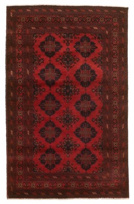 Traditional Hand-Knotted Geometric Carpet 4'2'' x 6'8'' Oriental Wool Area Rug