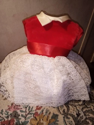 Vintage Mattel Talking Chatty Cathy Doll~Rarer Red Velvet and Lace Dress~Tagged