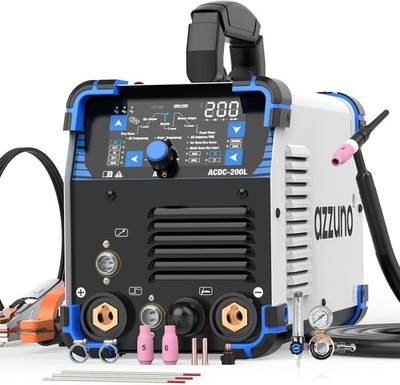 AZZUNO Aluminum TIG Welder AC/DC 200Amp with Pulse, HF/COLD/TIG/Stick 110V/220V