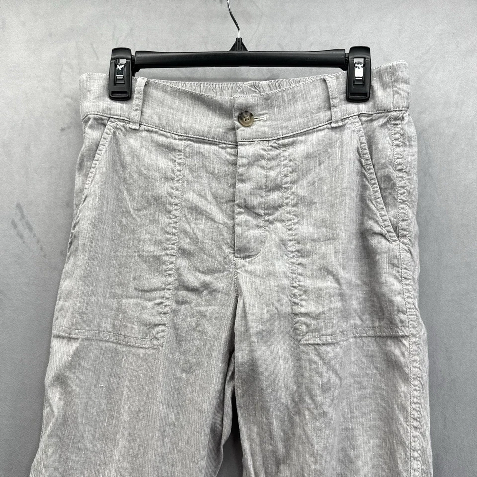 Pantalones Lou & Gris Gris 100% Lino Pierna Recta Talla Pequeña Botón Mosca Pierna Cónica Foto 2 de 4