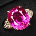 Dazzling Magenta Pink Tourmaline Oval 9.50Ct 925 Sterling Silver Rose Gold Rings