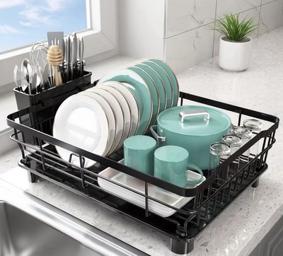Dish Drying Rack for Kitchen Counter - Large Dish Rack with Drainboard, Rustproo