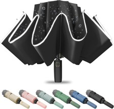 Large Windproof Travel Umbrella, Portable Reverse Folding Car Umbrella, Compact