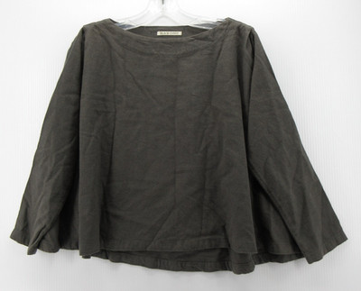 Black Crane Top Women XS Gray Wool Blend Oversized Crop Pullover Lagenlook USA