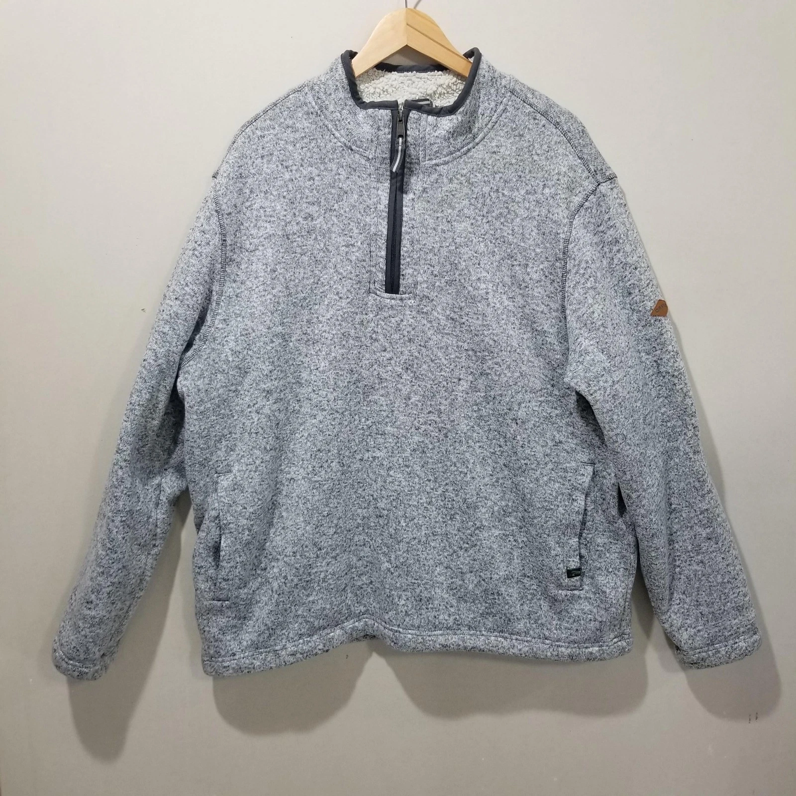 Orvis Pullover Mens 2XL Gray Sherpa Fleece Quarter Zip Classic Collection Warm