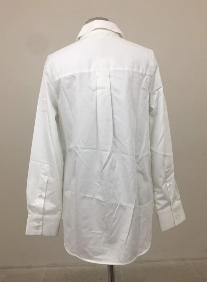 Blusa para mujer Jaeger talla 8 blanca bolsillo dobladillo curvo algodón puro manga L nueva F1 Foto 3 de 4