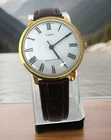 Timex White Roman Numeral Dial Vintage 1976 Manual Wind Mens Watch 34mm