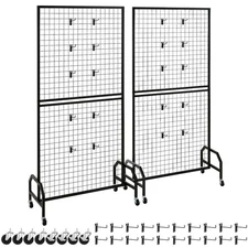 Uimoso 2-Pack Grid Wall Panels 2.9 x 5.9ft Wire Display Rack with Wheels & Hooks