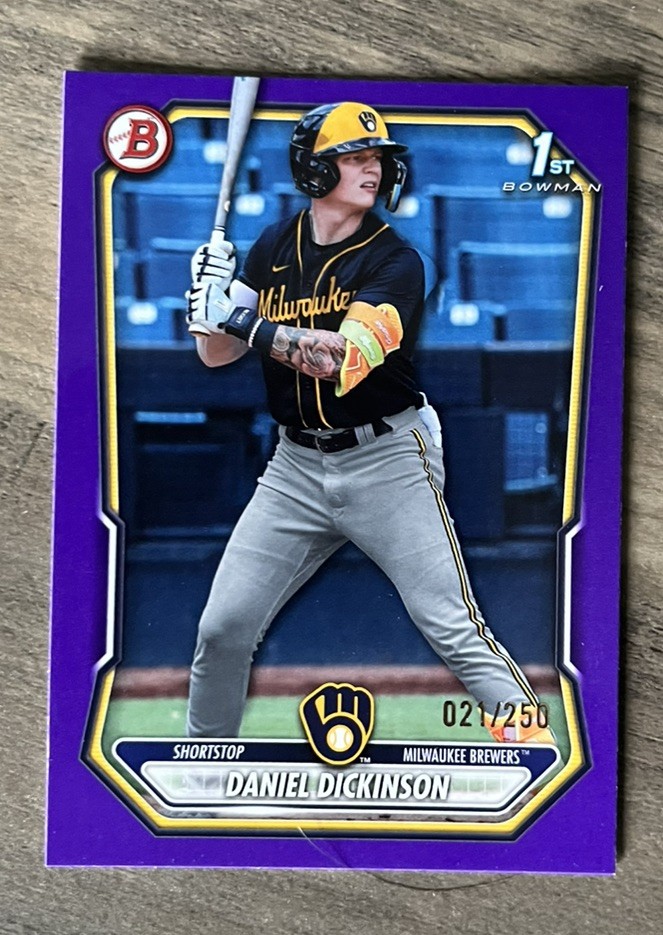 2026 Bowman 1st Daniel Dickinson Brewers Purple Border /250 #BP-50