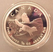 2004 CANADA Queen Elizabeth II w/ Fox 1/4 OZ  Proof Dcam Silver $3 Coin pwqqwy