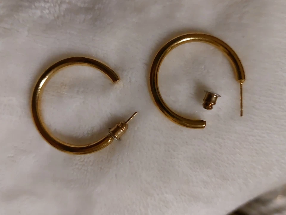 Halbcreolen Stecker Metall Ohrringen Goldfarbe 25 mm - Bild 3 von 4