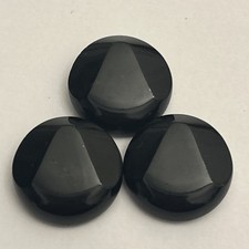 3 Vintage medium size shiny Black Glass Buttons