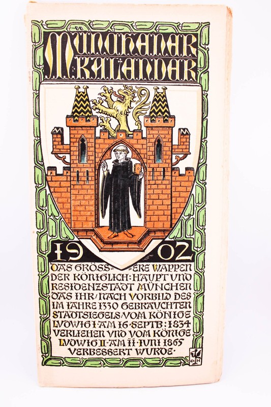 1902 GERMAN MUNICH OTTO HUPP ART PRINTS COAT OF ARMS CALANDER COMPLETE