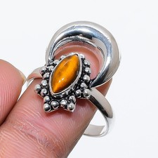 Tiger Eye Gemstone Handmade 925 Sterling Silver Jewelry Ring 9.5 q676
