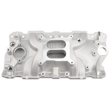 Satin Dual Plane Intake Manifold For 1955-1986 Small Block Chevy Sbc 305 350 383