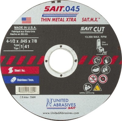 United Abrasives 23604 4-1/2x.045x7/8 SAIT.M.X. Thin Metal Cutting Wheel 50 pack