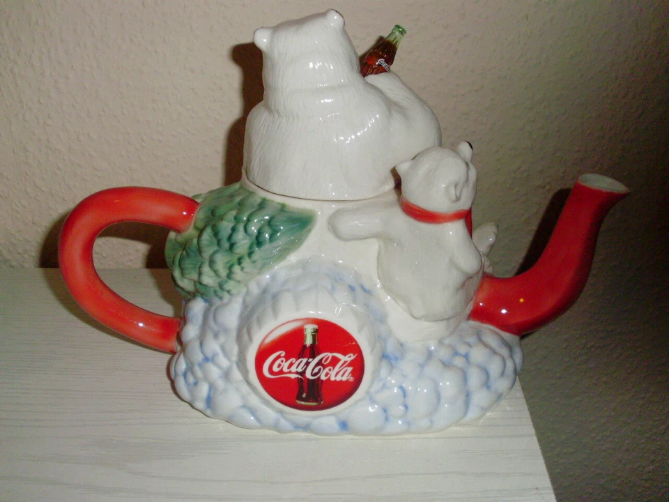Teekanne Polarbär Eisbär Icebear Coca Cola Kanne Porzellan Figur Limitiert - Bild 3 von 4