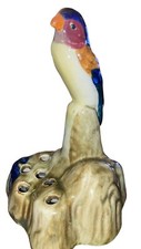 Vintage Parrot Bird Flower Frog Gorgeous Colors 6  H
