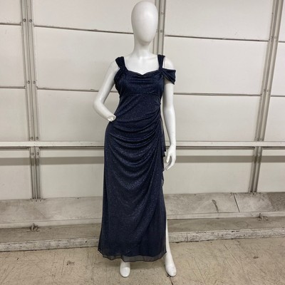 ALEX EVENINGS Cold Shoulder Glitter Mesh Dress Women's Petite Size 8P Smoke