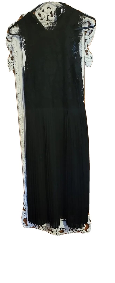 pleated lace dress h&m Women's Black Crochet-look Lace Dress