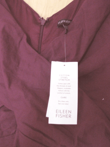 $318 BNWT EILEEN FISHER Cotton Steel Stitch POMEGRANATE Shirred Seams Dress 10 M - Picture 5 of 8