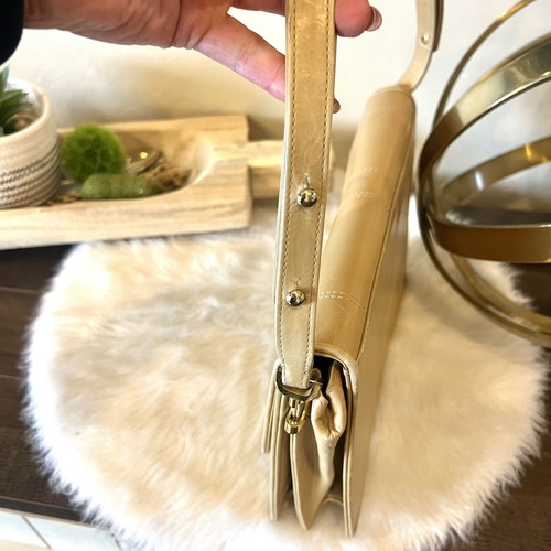 Salvatore Ferragamo Tan Hard Leather Flap Top Shoulder Bag Vintage Gold Logo - Picture 3 of 9