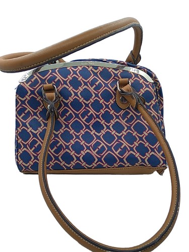 Ellen Tracy Purse Handbag 11" x 3" x 8" Multi Color 3 Pockets 2 Snap 1 Zip READ