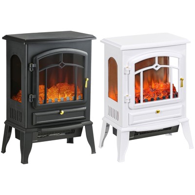 Electric Fireplace Stove, Freestanding Fireplace Heater with Realistic Flame