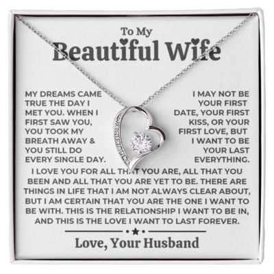 To My wife Birthday Anniversary Gift Heart Pendant Necklace Heartfelt Message