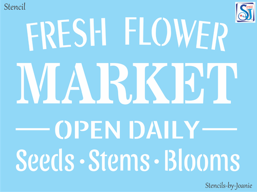 Stencil Joanie Fresh Flower Market Blooms Seeds Stems Garden Porch DIY Art Signs - Picture 2 of 9