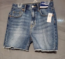 Old Navy - Girl's High-Waisted Slouchy Straight Frayed-Hem Jean Midi Short - 10