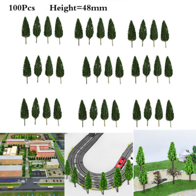 100Pcs 4.8cm Model Pine Trees N-Scale Train Railroad Landscape Layout Sand Table