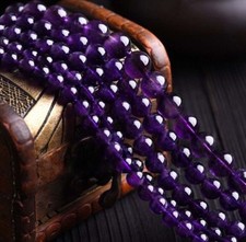4/6/8/10/12/14MM Natural Purple Jade Round Gemstone Loose Beads 15''