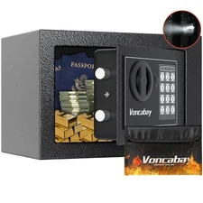 Fireproof Money Safe Box with Sensor Light Key & Passcode Lock Digital Keypad