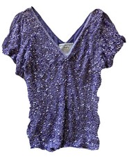 Papell Boutique Evening Top Size M Purple Silk Sequins
