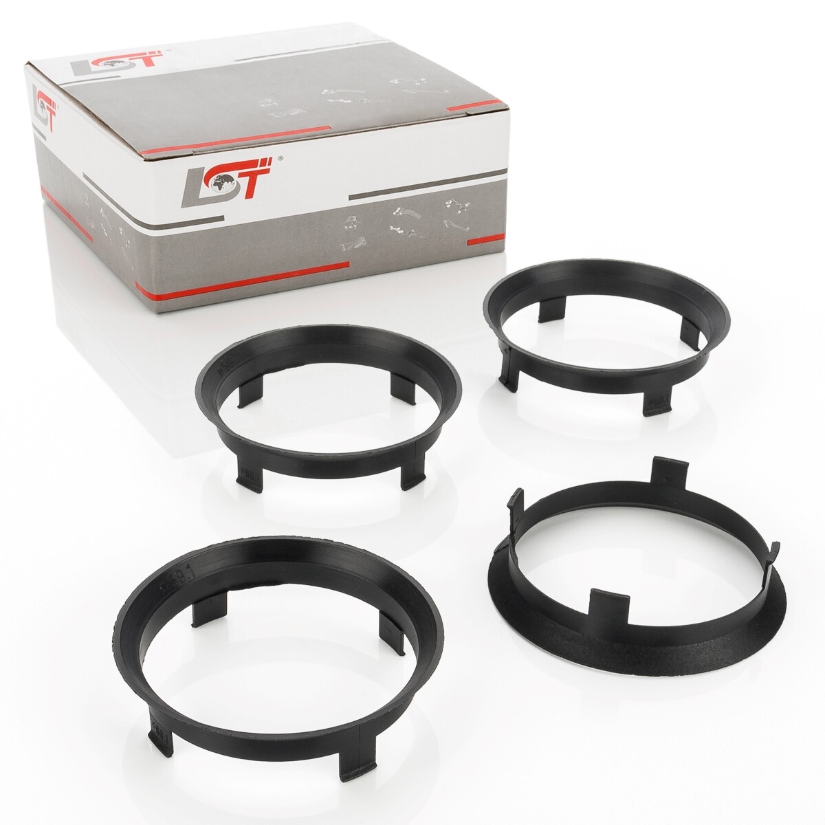 4x Centering Rings Black for Alloy Wheels Hub Ø 59.1 mm - Ø 60.1 mm for SUZUKI