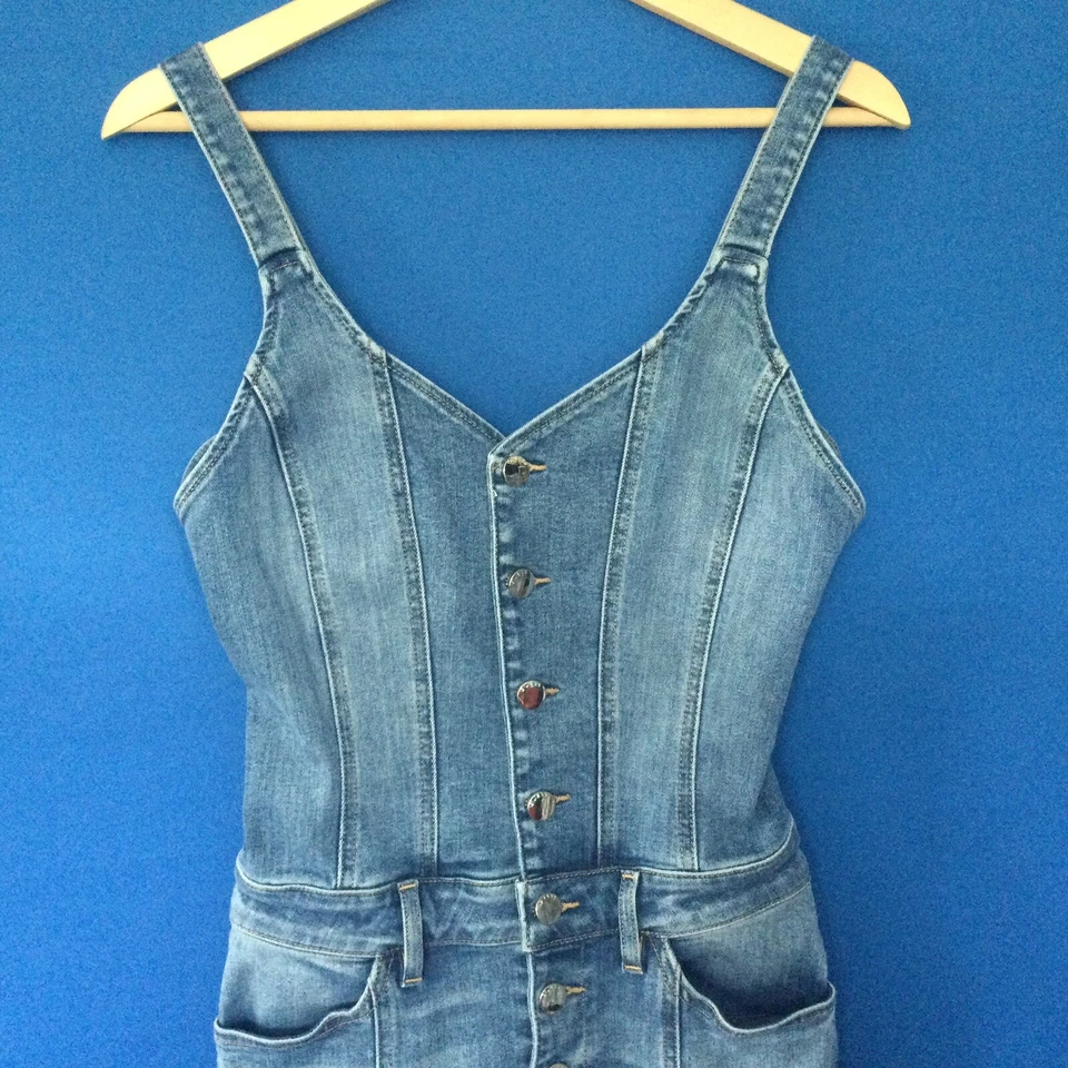 Mono Guess Sexy Pequeño 26" Cintura Elastizada Gene Indigon Denim Envío Rápido a EE. UU. Foto 2 de 4